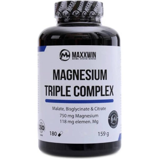 Maxxwin Magnesium Triple Complex supplement bottle on a white background