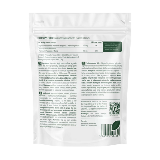 Raw Powders Magnio bisglicinatas 120 kaps.